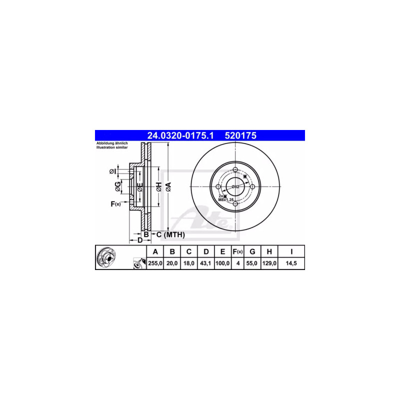 Stabdžių diskas  ATE 24.0320-0175.1
