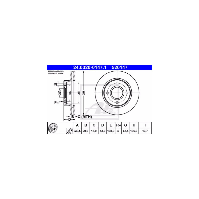 Stabdžių diskas  ATE 24.0320-0147.1