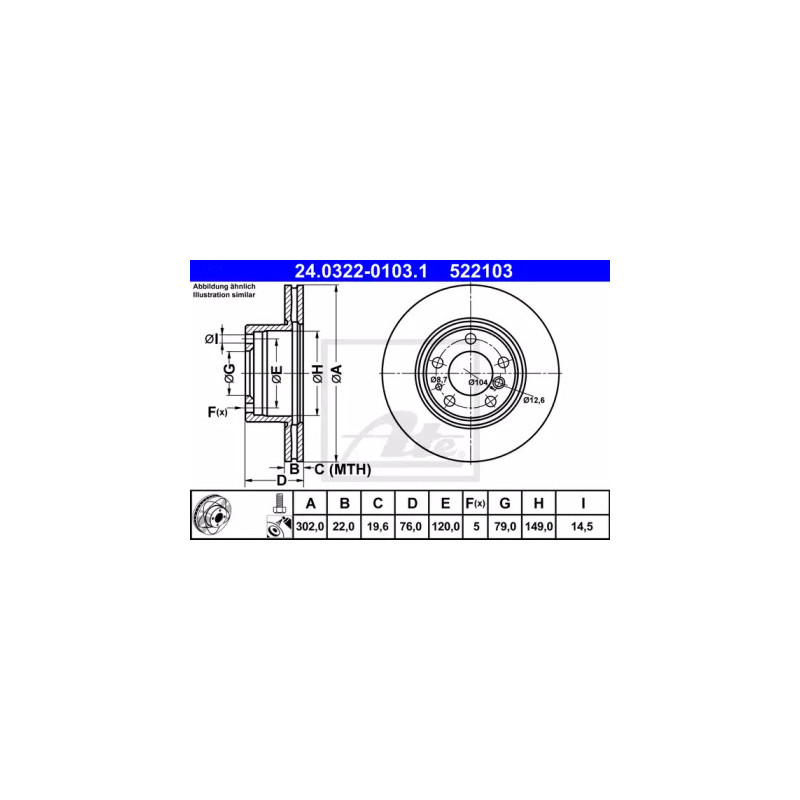 Stabdžių diskas  ATE 24.0322-0103.1
