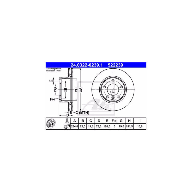 Stabdžių diskas  ATE 24.0322-0239.1