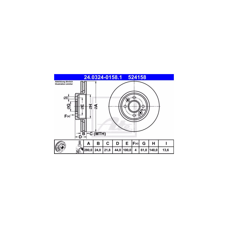 Stabdžių diskas  ATE 24.0324-0158.1