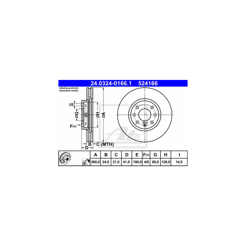 Stabdžių diskas  ATE 24.0324-0166.1