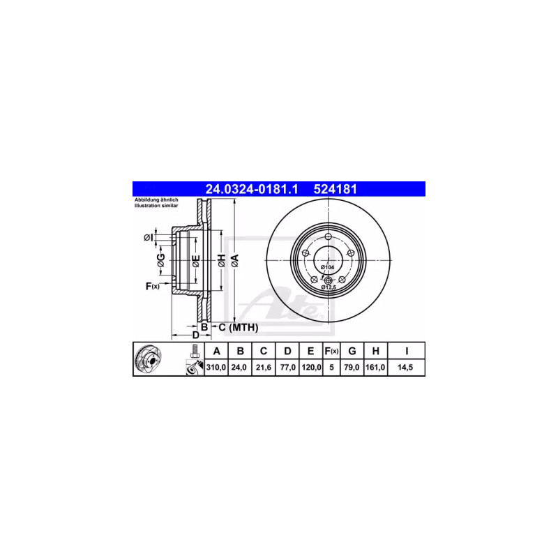 Stabdžių diskas  ATE 24.0324-0181.1