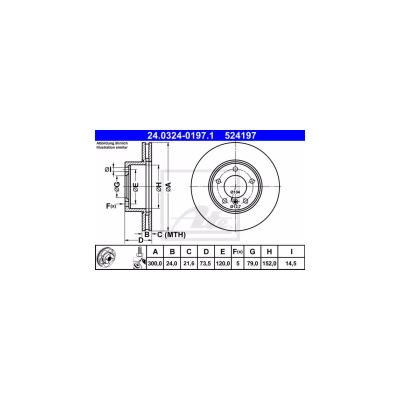Stabdžių diskas  ATE 24.0324-0197.1