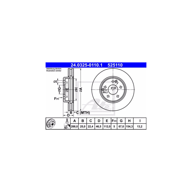 Stabdžių diskas  ATE 24.0325-0110.1