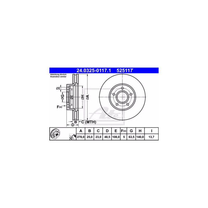 Stabdžių diskas  ATE 24.0325-0117.1
