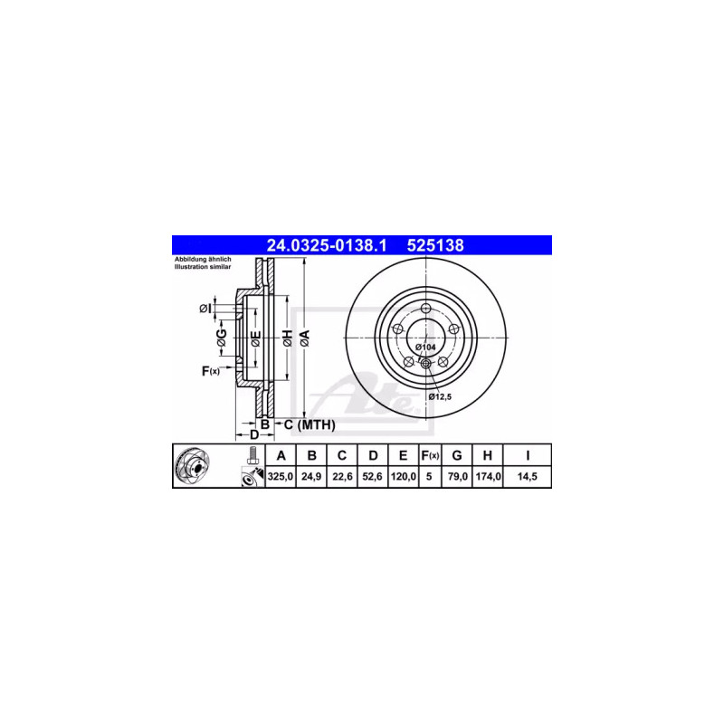 Stabdžių diskas  ATE 24.0325-0138.1