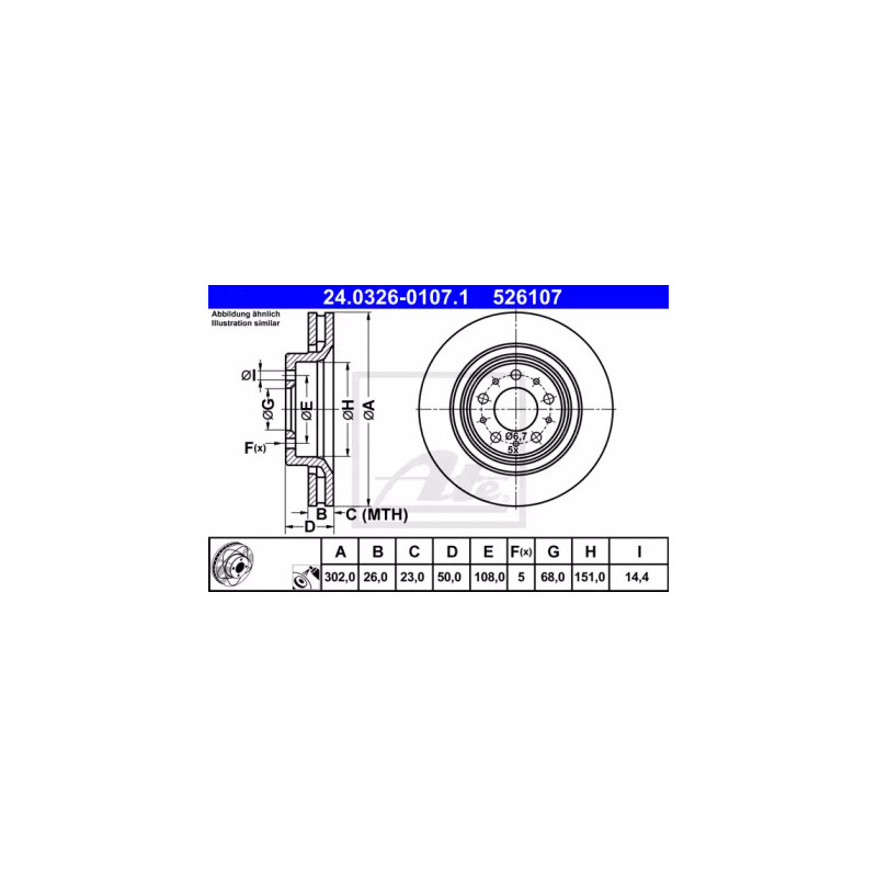 Stabdžių diskas  ATE 24.0326-0107.1