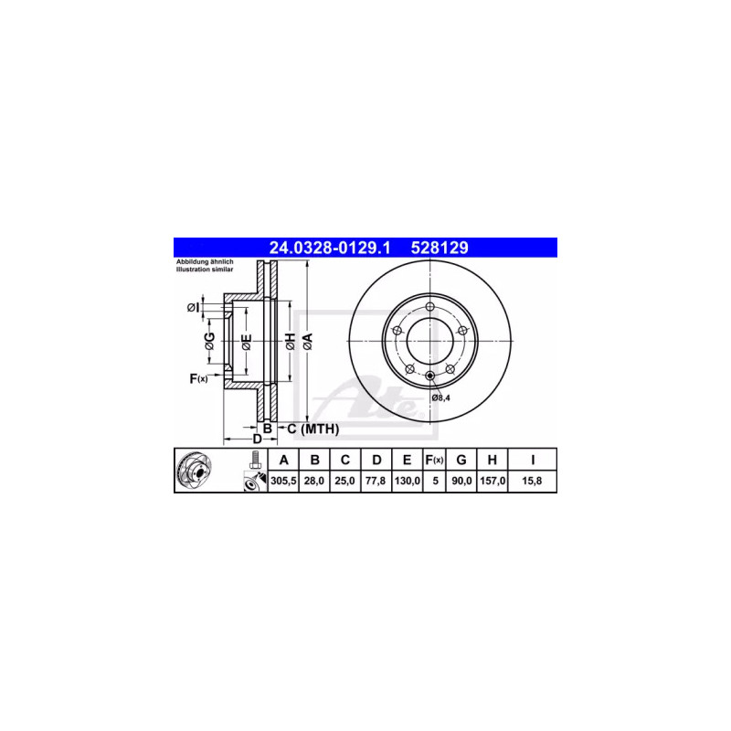 Stabdžių diskas  ATE 24.0328-0129.1