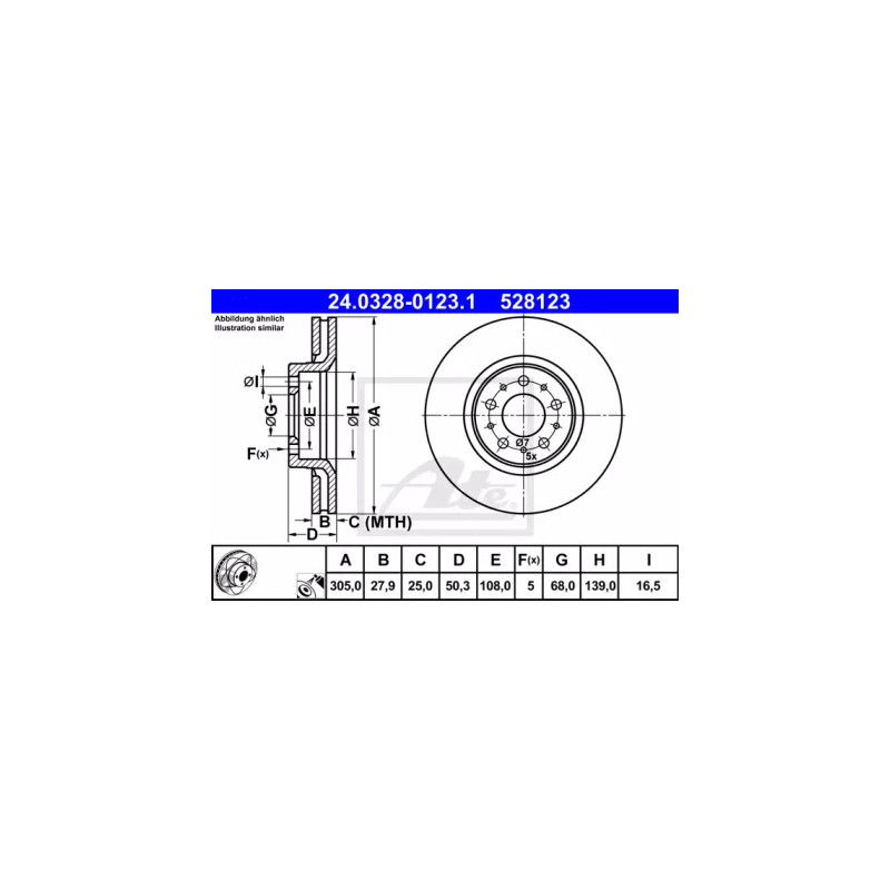 Stabdžių diskas  ATE 24.0328-0123.1