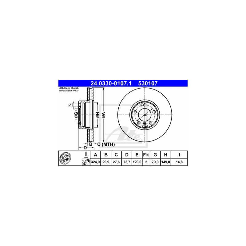 Stabdžių diskas  ATE 24.0330-0107.1