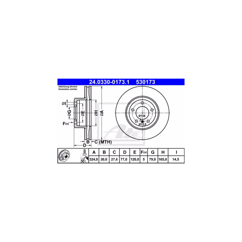 Stabdžių diskas  ATE 24.0330-0173.1