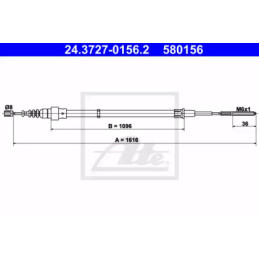 Rankinio stabdžio trosas  ATE 24.3727-0156.2