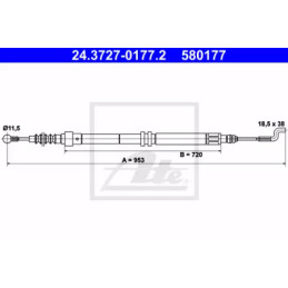 Rankinio stabdžio trosas  ATE 24.3727-0177.2