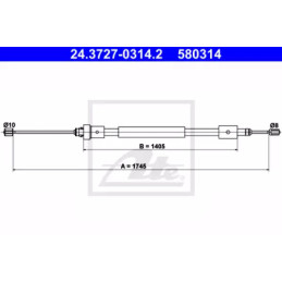 Rankinio stabdžio trosas  ATE 24.3727-0314.2