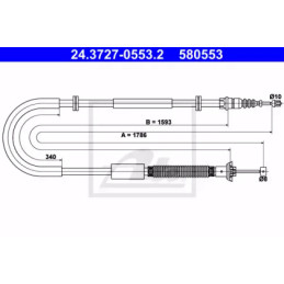 Rankinio stabdžio trosas  ATE 24.3727-0553.2