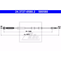 Rankinio stabdžio trosas  ATE 24.3727-0580.2