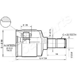 Lankstusis šarnyras (granata)  JAPAN PARTS GI-W21