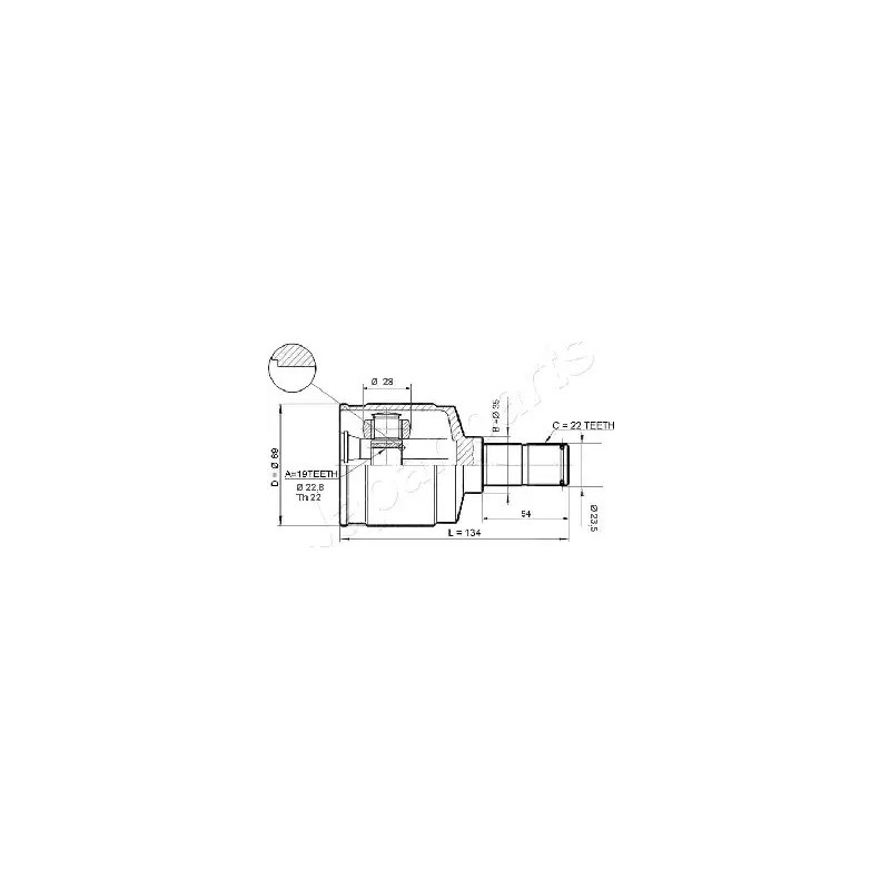 Lankstusis šarnyras (granata)  JAPAN PARTS GI-W21