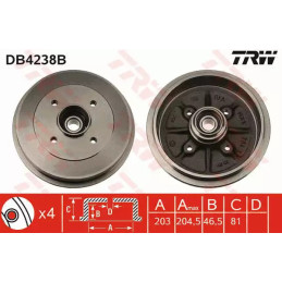 Stabdžių būgnas  TRW DB4238B