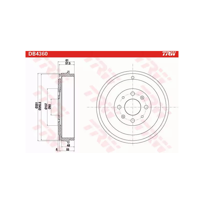 Stabdžių būgnas  TRW DB4360