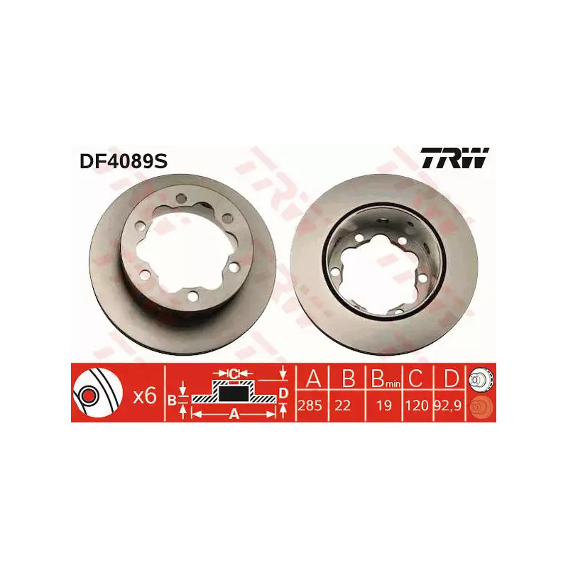 Stabdžių diskas  TRW DF4089S