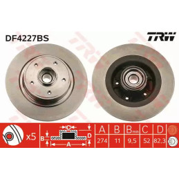 Stabdžių diskas  TRW DF4227BS