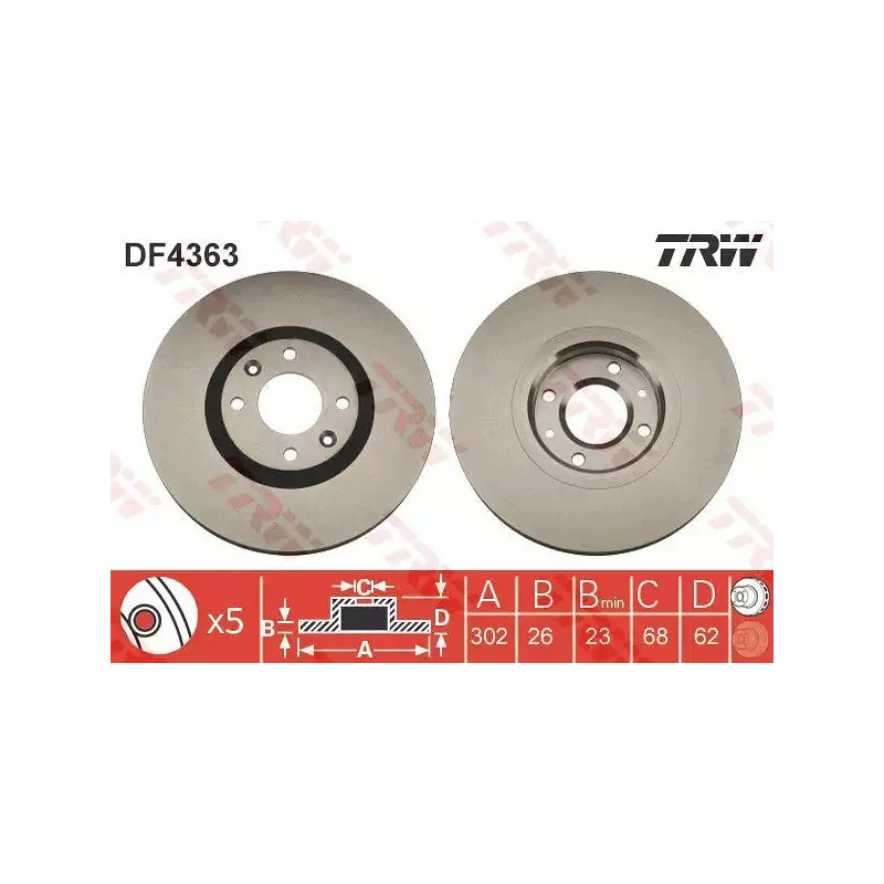 Stabdžių diskas  TRW DF4363