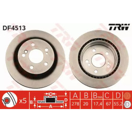 Stabdžių diskas  TRW DF4513