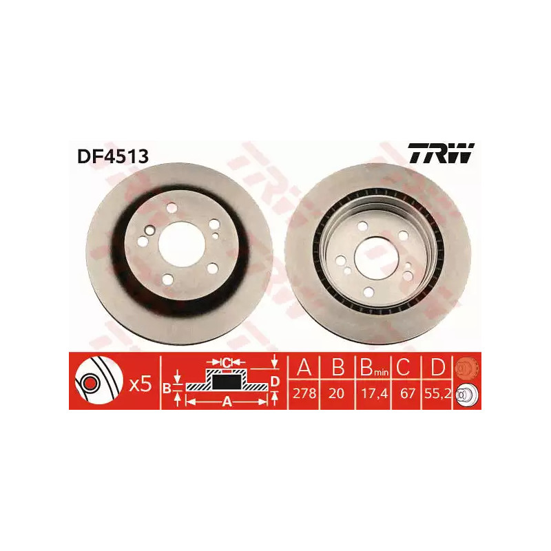 Stabdžių diskas  TRW DF4513