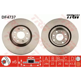 Stabdžių diskas  TRW DF4737