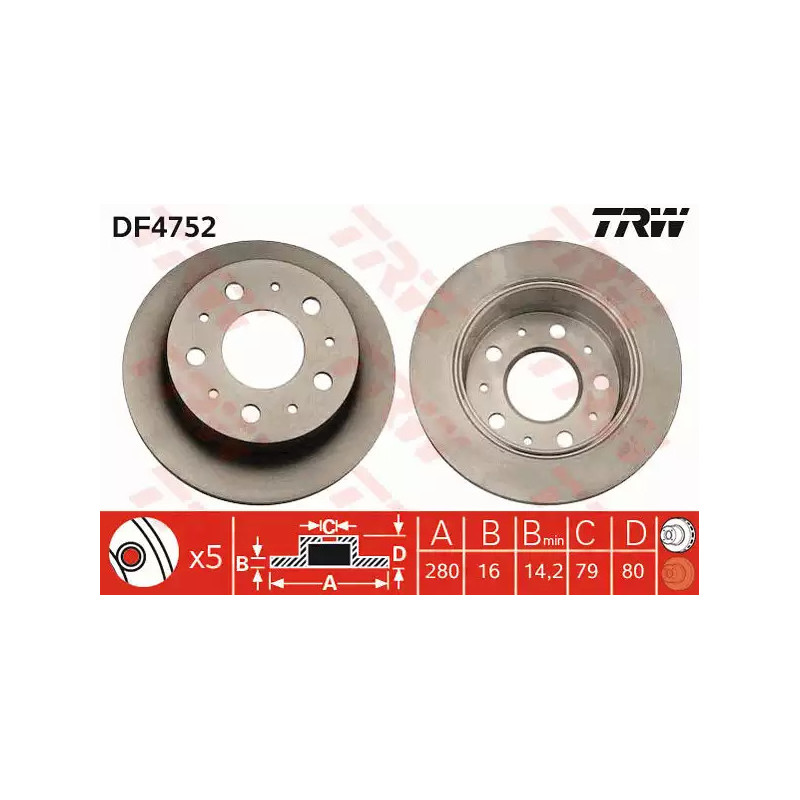 Stabdžių diskas  TRW DF4752
