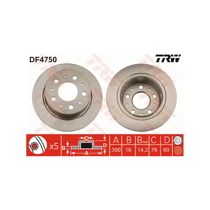 Stabdžių diskas  TRW DF4750