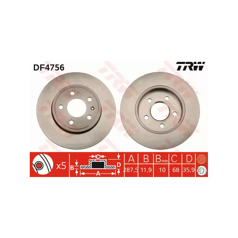 Stabdžių diskas  TRW DF4756