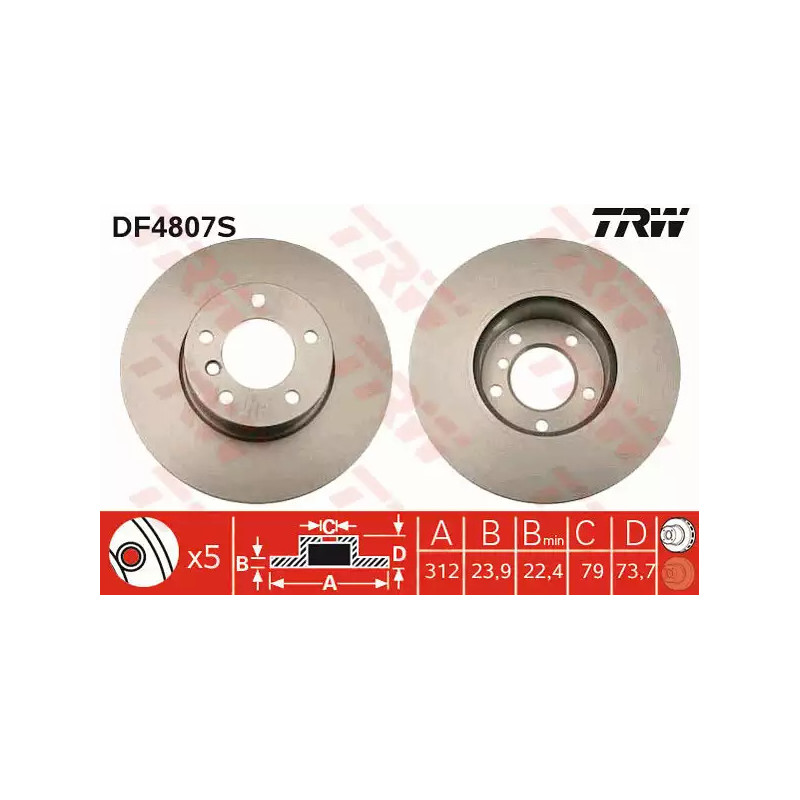 Stabdžių diskas  TRW DF4807S