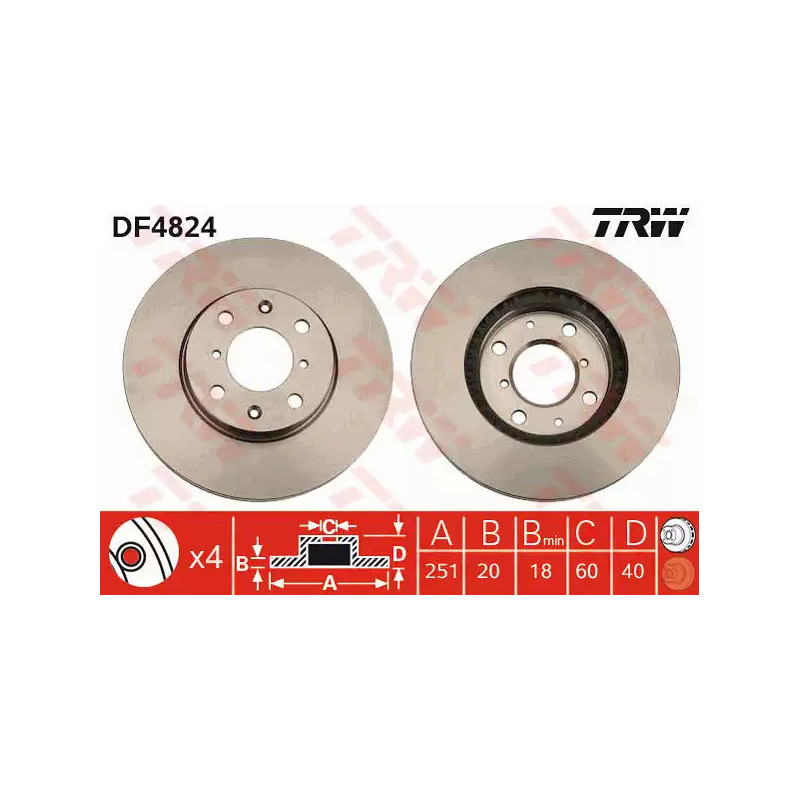 Stabdžių diskas  TRW DF4824