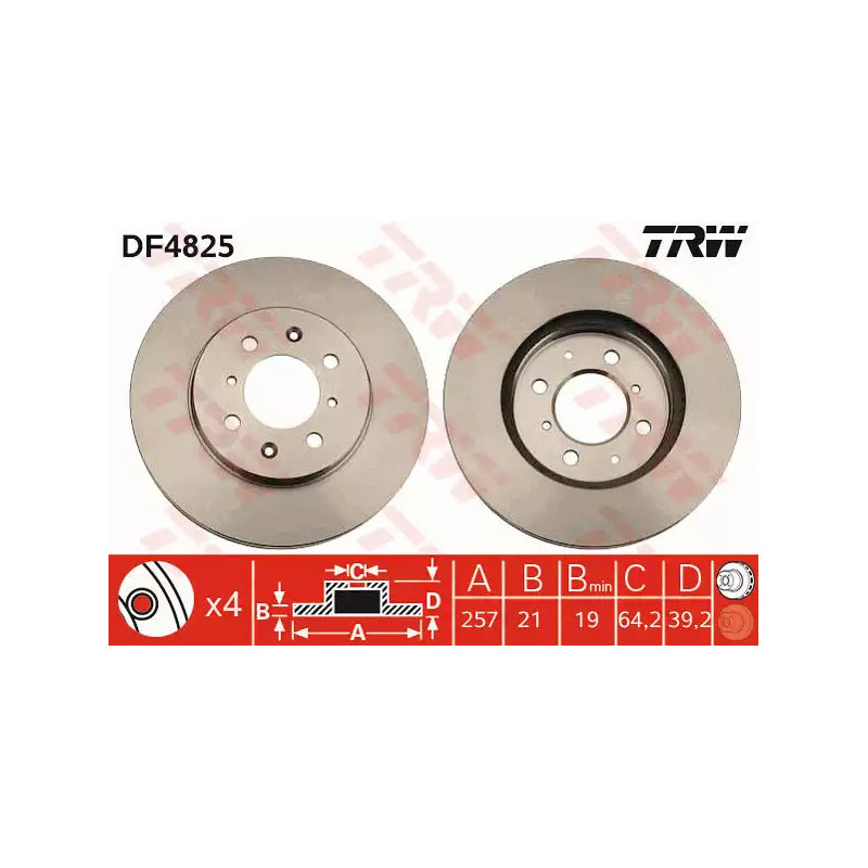 Stabdžių diskas  TRW DF4825