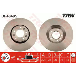 Stabdžių diskas  TRW DF4849S