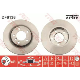 Stabdžių diskas  TRW DF6136