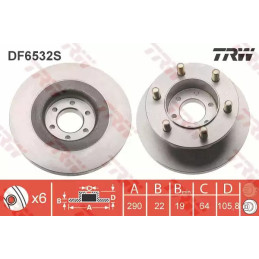 Stabdžių diskas  TRW DF6532S