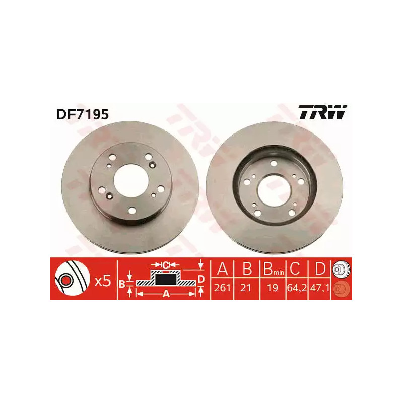 Stabdžių diskas  TRW DF7195