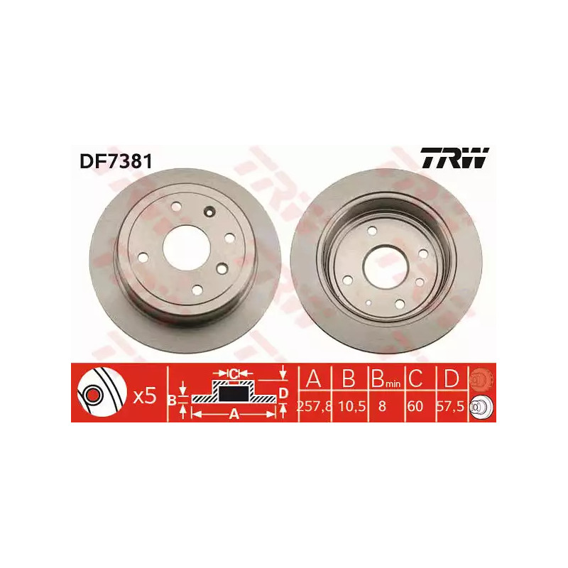 Stabdžių diskas  TRW DF7381