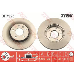 Stabdžių diskas  TRW DF7923